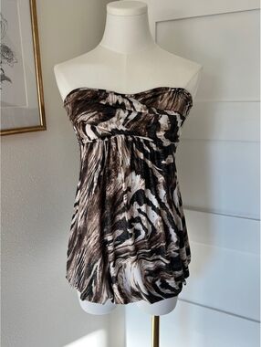 Vintage Y2K Daytrip Animal Print Strapless Bubble Hem Top